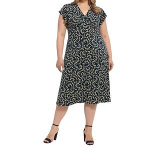 London Times Dress Women Size 20 W New Church Wedding Date Night Blue Lime Green